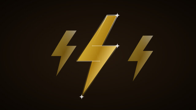Luxury Gold 3D Lightning Bolt Premium Power Icon