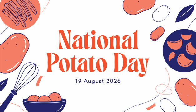 Festive graphic design celebrating national potato day on august nineteenth date