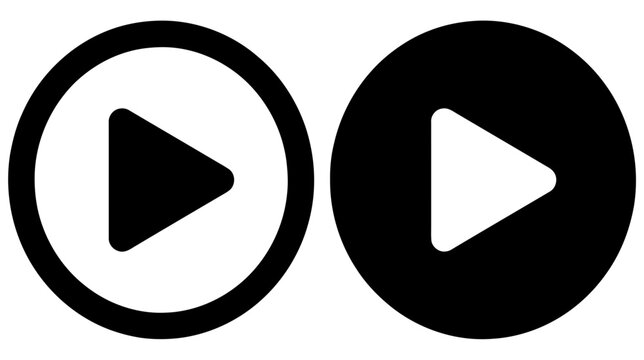 Vector illustration of play button icon set, media player control symbols on a transparent background