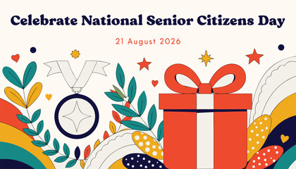 Obraz premium Colorful vector graphic for celebrating national senior citizens day in august