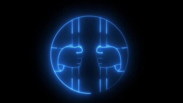 Neon Glowing Prison Bars Animation with Hands Holding Cell Grates in Multi Color Variations