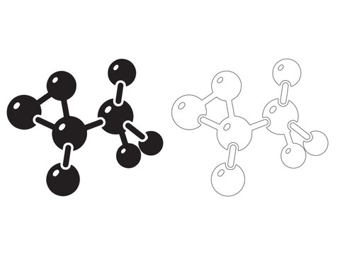 Chemical molecular structure of acetone and benzene ring comparison illustration Vector