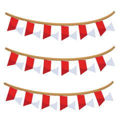 Obraz premium Indonesian Red and White Flag Bunting Vector Illustration