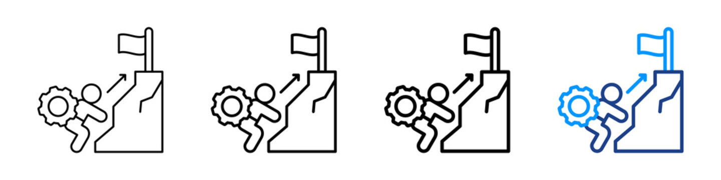 Effort Culminated Icon Different Style Outline Collection Set.