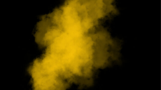 Abstract yellow smoke explosion on black background