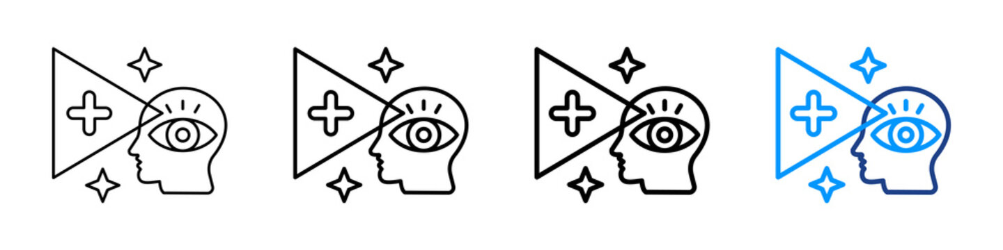 Positive Vision Icon Different Style Outline Collection Set.