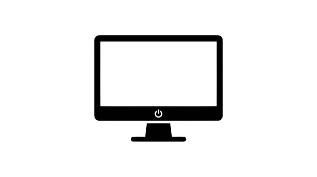 Vector illustration of computer monitor icon with power button symbol on a transparent background