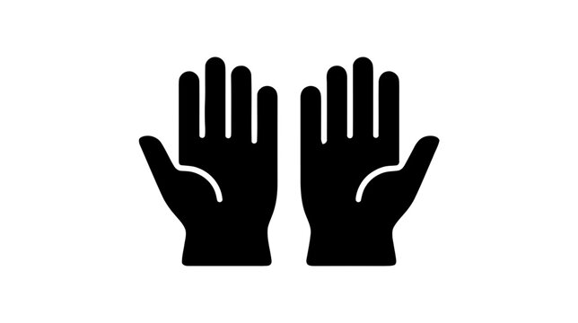 Vector illustration of black silhouette icon of two open hands facing forward on a transparent background