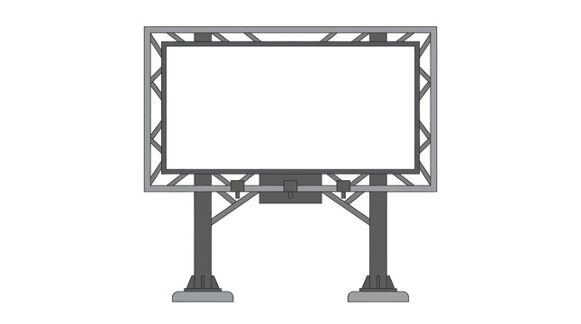 Billboard structure stands empty against a plain background providing a large white surface for commercial advertising campaigns and promotional graphics that businesses need to display to the public.