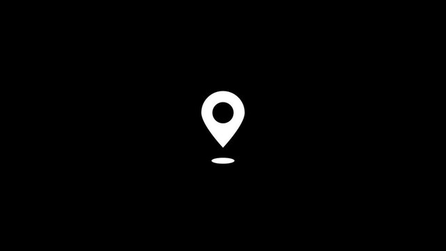 Minimal Location Pin Icon Animation on Black Background. Ideal for GPS Navigation, Maps, Travel, User Interface, Mobile Apps, and Motion Graphics.
