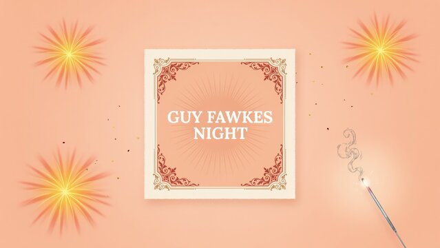 Vibrant guy fawkes night celebration poster with decorative frame and fireworks illustration design template