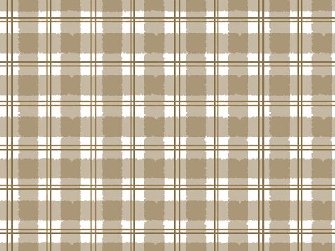 Seamless beige textured gingham pattern with double thin lines