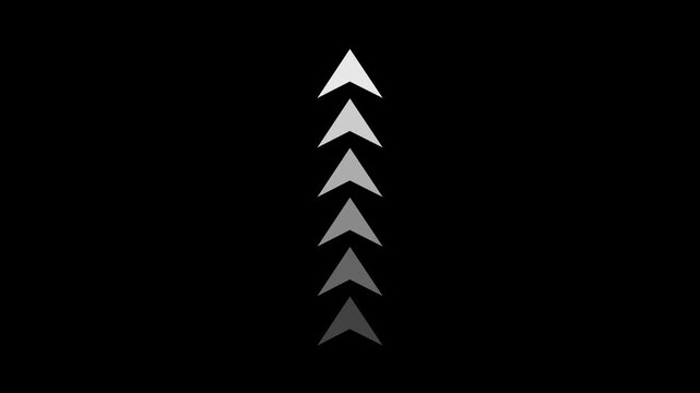 Up pointing solid arrow icon.down direction arrow. arrow forward,down -directional arrow loop animation. Animated arrows for the overlay video layer. Swipe down animation.4k,