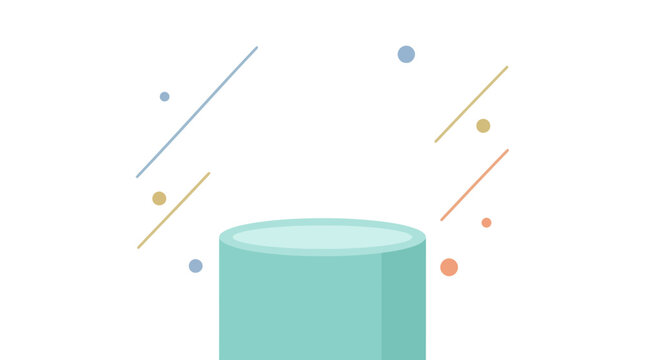A D monogram shield emblem design on a podium with colorful lines and dots.