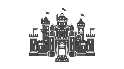 Black and white castle illustration. © Abdul