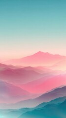 Fototapeta premium Dreamy Pink and Teal Mountain Landscape with Haze