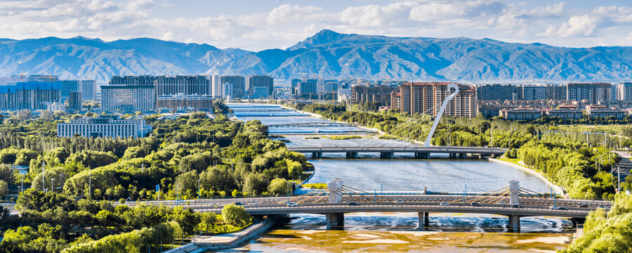 Matouqin Bridge and Ruyi Development Zone in Hohhot, Inner Mongolia, China