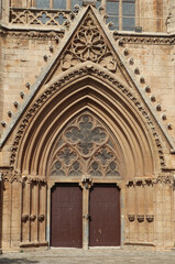 Obraz premium Ornate Gothic Entrance of Lala Mustafa Pasha Mosque in Famagusta