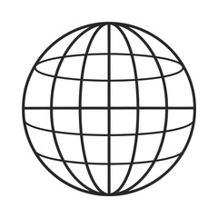 Obraz premium Globe silhouette with grid lines black on white background
