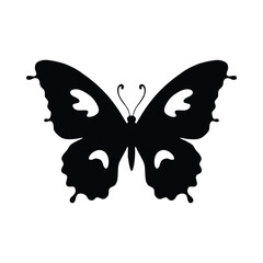 Black butterfly silhouette on a white background simple insect shape © Pixel Loft