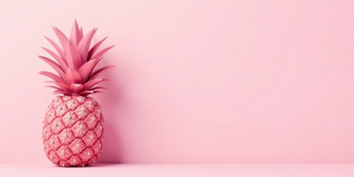 Pink Pineapple on a Pastel Background A Minimalist Summer Still Life Image