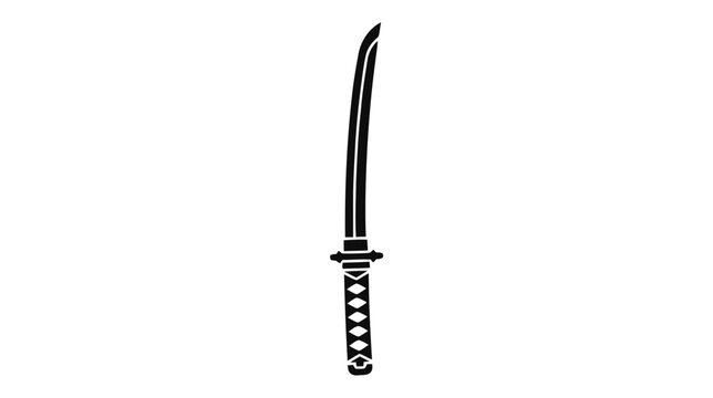 Vector illustration of japanese katana sword icon, traditional samurai weapon on a transparent background
