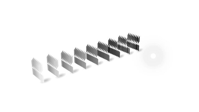 Abstract composition of vertical rectangular plates arranged in a rhythmic pattern isolated on white background