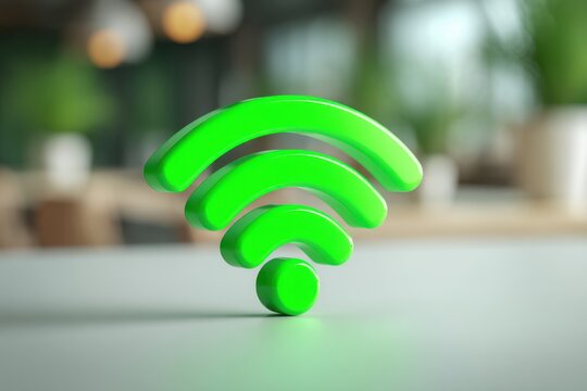 Bright green wi fi symbol modern connectivity and wireless network representation