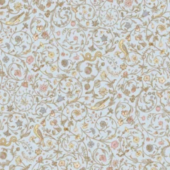 Flowers of the Meadow. Vintage seamless curls floral pattern. Flowers, birds, snakes. Inspired by Inspired by the Renaissance. Pastel colors © OlgaKorneeva