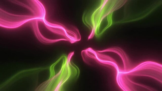 Abstract Glowing Pink And Green Light Energy Vortex Background