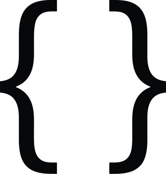 Minimalist black curly bracket vector graphic design for coding projects
