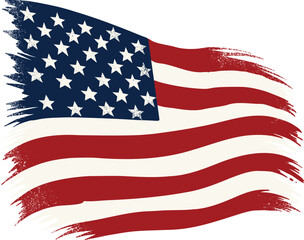 Obraz premium Distressed American Flag Brush Stroke Patriotic Design