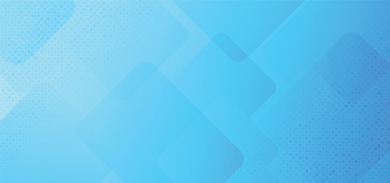 Abstract geometric background with overlapping blue squares and halftone dots