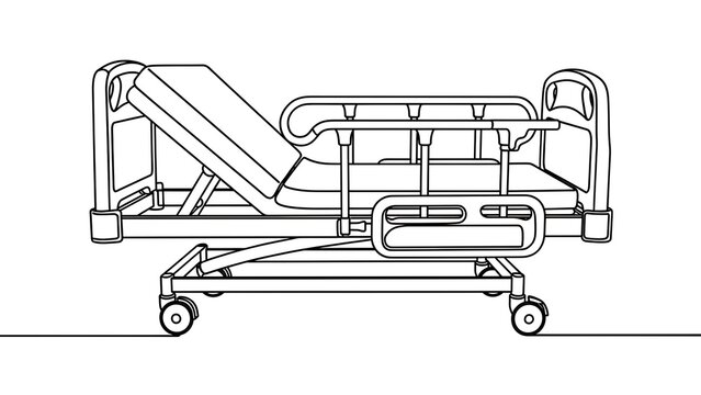 Adjustable hospital bed illustration white background.