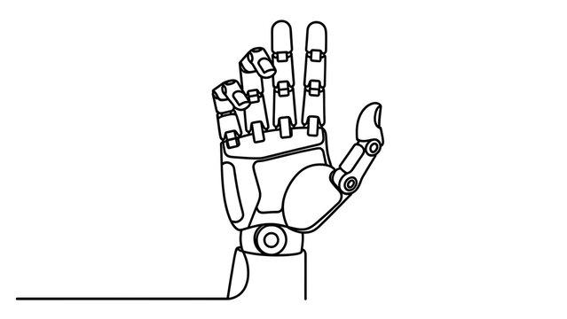 Robotic hand illustration on white background.