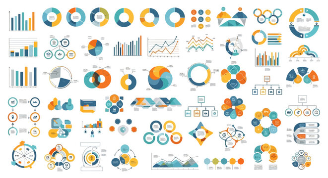 Collection of colorful business infographic elements and charts