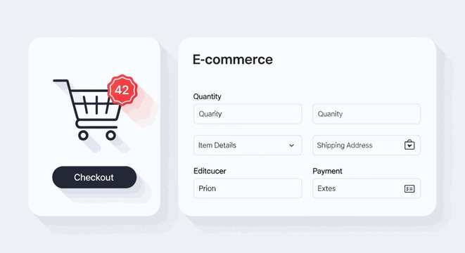 E commerce checkout page with shopping cart and payment form