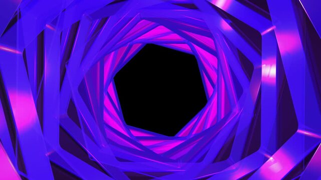 Purple rotating abstract tunnel animation on transparent background
