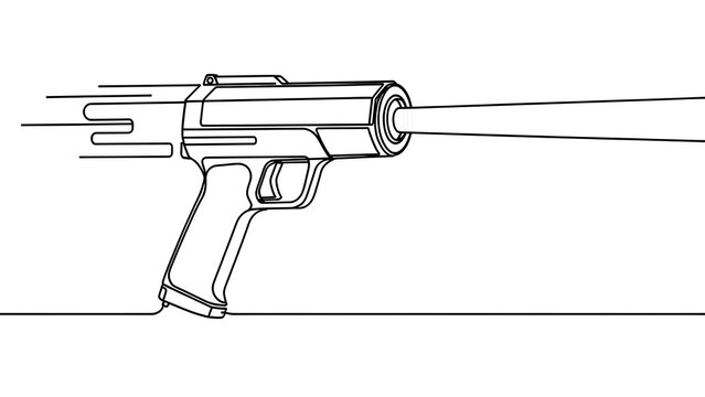 Futuristic laser gun illustration white background.