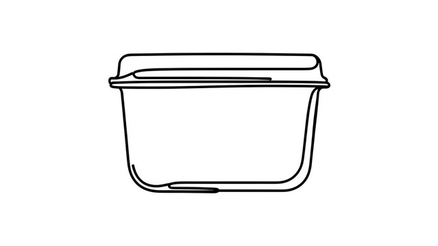 Empty plastic container with lid white background.