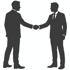 Fototapeta premium Businessmen Shaking Hands Silhouette Vector Isolated on White Background