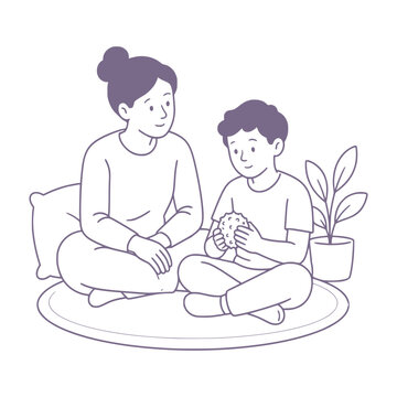 Parent supporting neurodivergent child, affirming parenting vector illustration