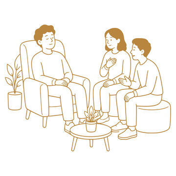 Family supporting quiet recharge time for neurodivergent adult minimalist vector illustration
