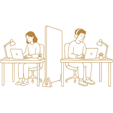 Accessible shared workspace with sensory friendly accommodations vector illustration