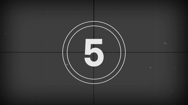 10 seconds realistic vintage old movie countdown intro animation - sepia toned with film shake and dust and scratches. Motion graphics of Countdown movie from 10 to 0 number