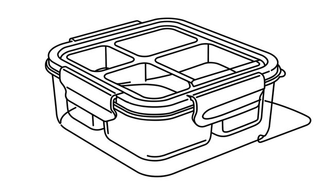 Plastic food storage container with compartments white background.
