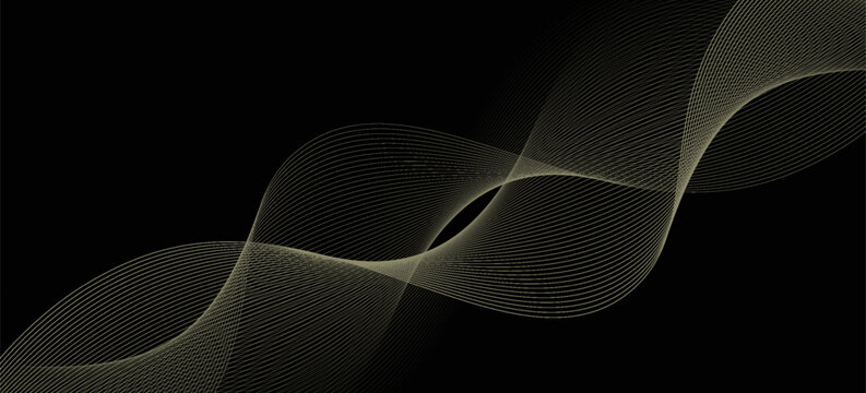 Black abstract backround with yellow curve line for backdrop or presentation