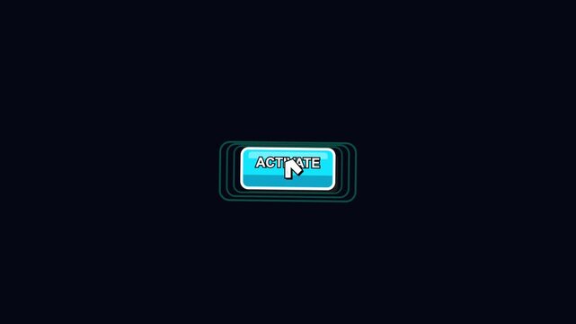 Mouse cursor clicking an activate button on a dark background
