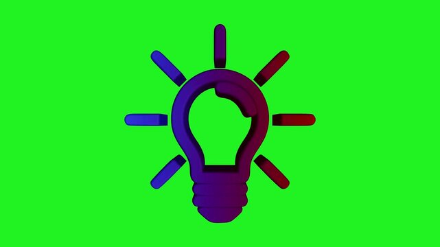 A 3d purple and blue light bulb icon representing a creative idea isolated on a plain white background