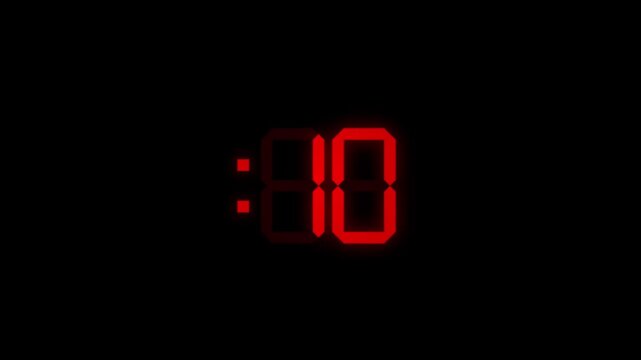 Digital Countdown Timer Showing 15 Seconds in Glowing Red LED Numbers on Black Background